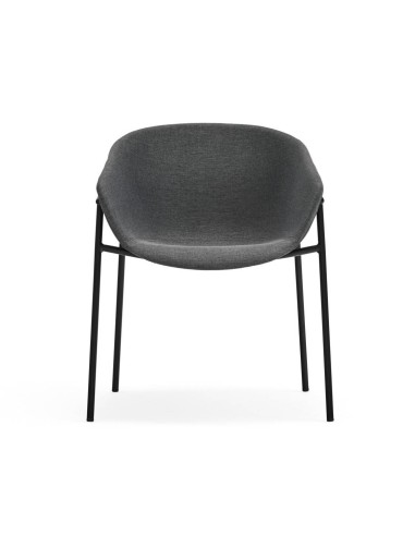 Teulat cadeira design HUG, cinza escuro, metal preto