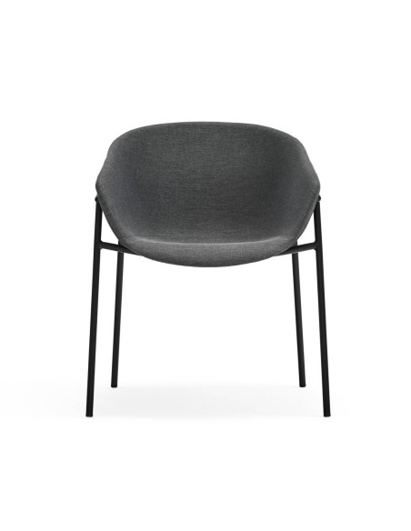Teulat SILLA diseño HUG, GRIS OSCURO, metal negro