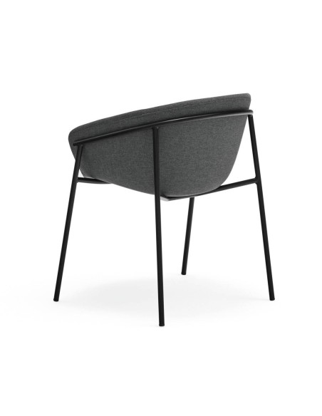 Teulat cadeira design HUG, cinza escuro, metal preto