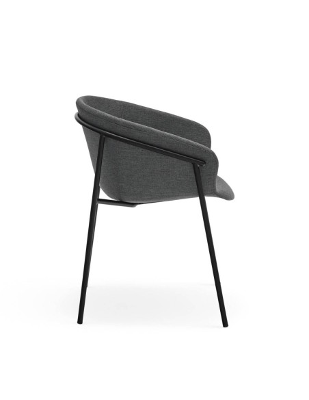 Teulat SILLA diseño HUG, GRIS OSCURO, metal negro