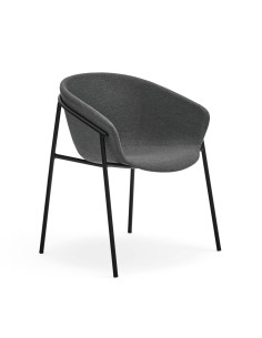 Teulat cadeira design HUG, cinza escuro, metal preto