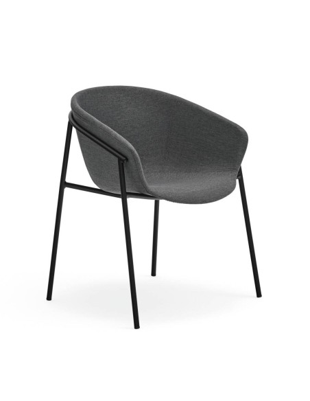 Teulat cadeira design HUG, cinza escuro, metal preto