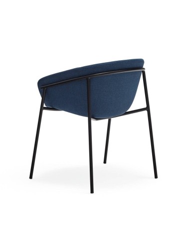 Teulat cadeira design HUG, azul escuro, metal preto