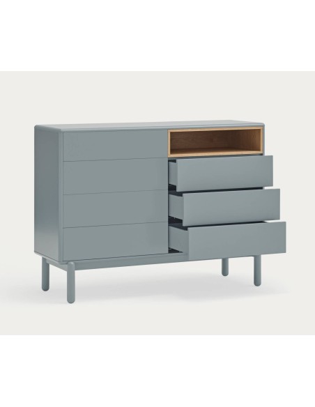TEULAT CÓMODA CORVO 120x40, 7 CAJONES, GRIS PERLA