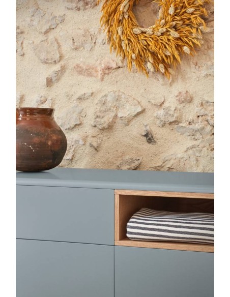 TEULAT confortável CORVO 120x40, 7 gavetas, cinza pérola