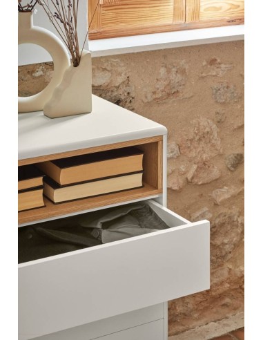 TEULAT CÓMODA CORVO 120x40, 7 CAJONES, CREMA