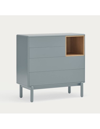 TEULAT COMODA CORVO 90x40, 4 gavetas, cinza pérola
