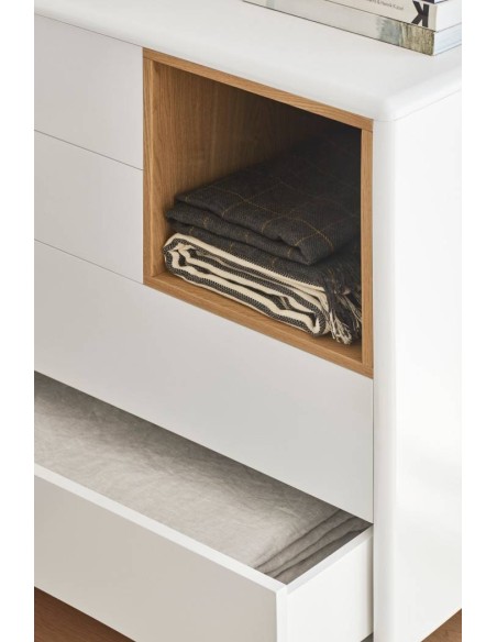 TEULAT COMODA CORVO 90x40, 4 cajones, CREMA,ROBLE TEULAT COMODA CORVO 90x40, 4 cajones, CREMA,ROBLE