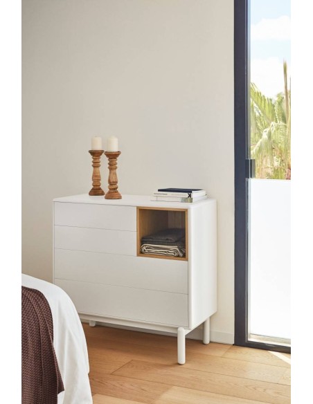 TEULAT COMODA CORVO 90x40, 4 gavetas, creme, Carvalho