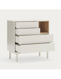 TEULAT COMODA CORVO 90x40, 4 gavetas, creme, Carvalho 2