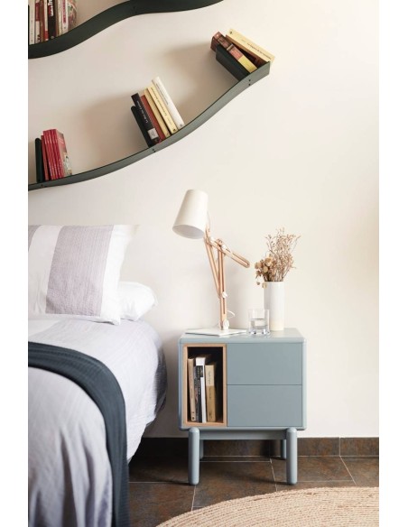 TEULAT mesa de cabeceira CORVO 48X35, cinza pérola, Carvalho