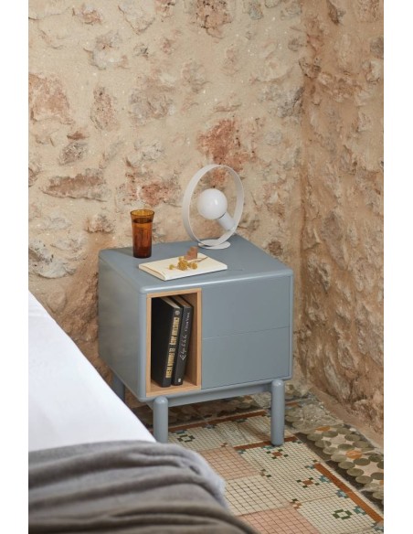 TEULAT mesa de cabeceira CORVO 48X35, cinza pérola, Carvalho