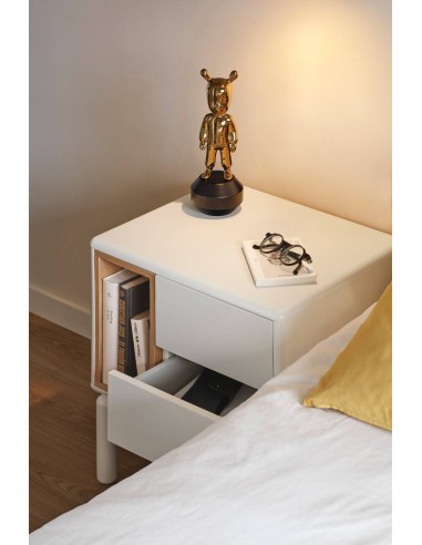 TEULAT mesa de cabeceira CORVO 48X35, creme, Carvalho