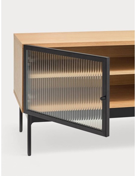 TEULAT MUEBLE TV BLUR 180X40, ROBLE, CRISTAL