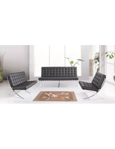 Sofa 2 plazas BARNA cuero sintetico negro