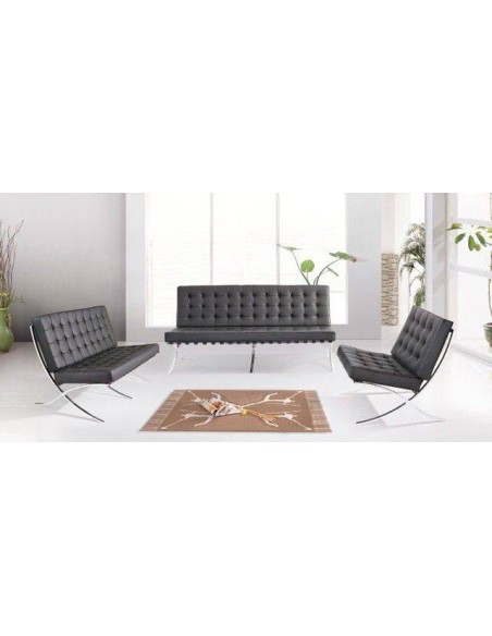 Sofa 2 plazas BARNA cuero sintetico negro