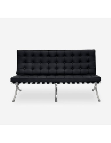 Sofa 2 plazas BARNA cuero sintetico negro