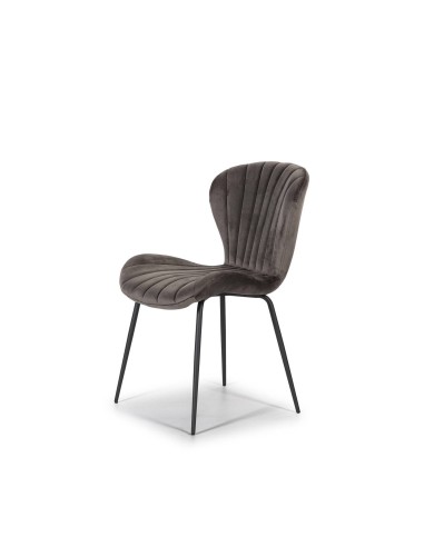 CADEIRA DE DESIGN METAL / VELUDO, CONCHA.