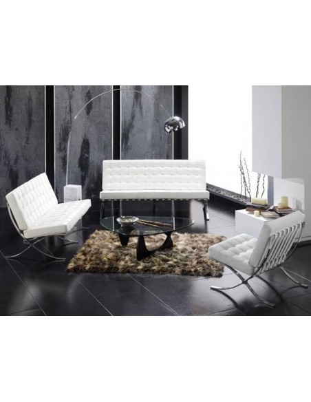 Silla Barcelona Replica Piel Top Blanca, Van Der Rohe