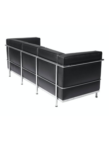 Sofá 3 LC Inspirado en Le Corbusier, similpiel Negro