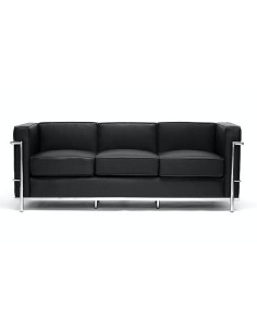 Sofá 3 LC inspirado em Le Corbusier, similpele preta 2