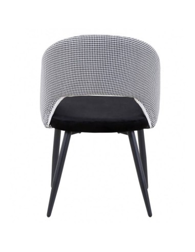 Cadeira Gael, Mid Century, estofados preto Houndstooth