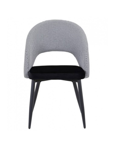 Cadeira Gael, Mid Century, estofados preto Houndstooth