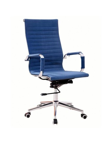 Sillón de oficina EAM, alto, gas, basculante profundo, tela azul