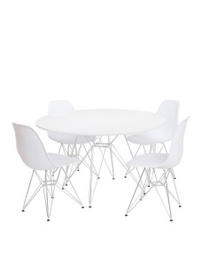 Mesa de jantar torre 100, pernas hastes cromada, branco 2