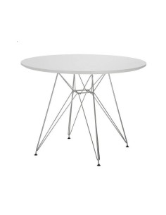 Mesa de jantar torre 100, pernas hastes cromada, branco