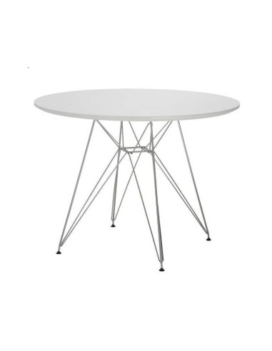 Mesa de jantar torre 100, pernas hastes cromada, branco