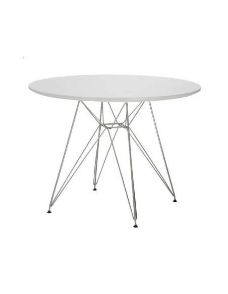 Mesa comedor TOWER 100, patas varillas cromada, blanco