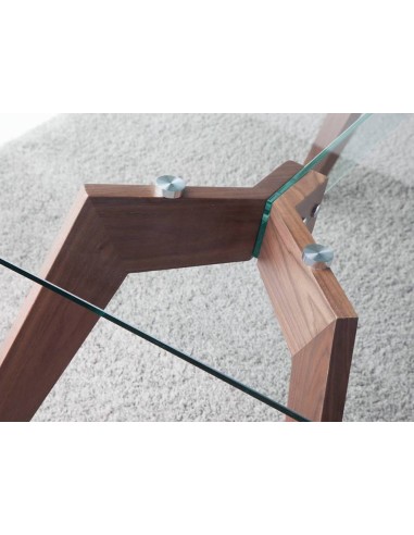 Angel Cerdá 1031, Mesa de jantar de design 160x95, vidro, nogueira