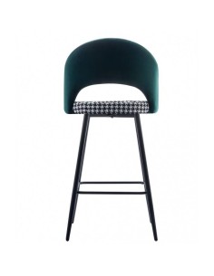 Taburete CLEO, metal, tapizado verde con pata de gallo. 2