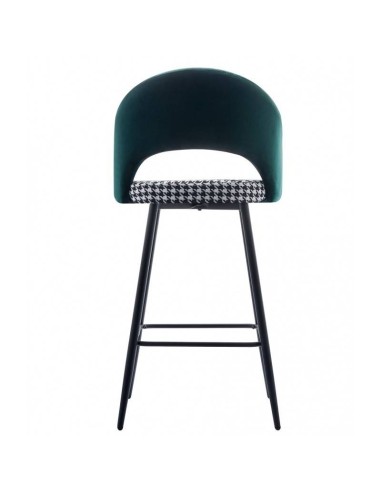 Banquinho CLEO, metal, estofado verde com Houndstooth.