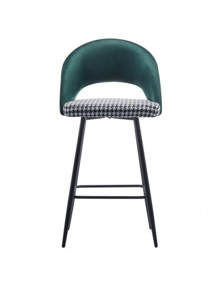 Banquinho CLEO, metal, estofado verde com Houndstooth.