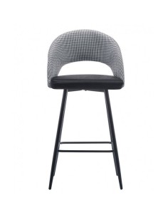Banquinho CLEO, metal, estofado Houndstooth com preto. 2