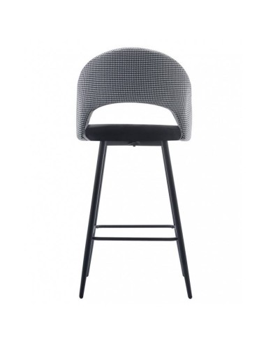 Taburete CLEO, metal, tapizado pata de gallo con negro.