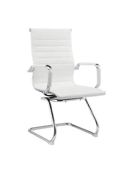 Sillón de oficina EAM, fijo de patín, cromado, similpiel negra o blanca.