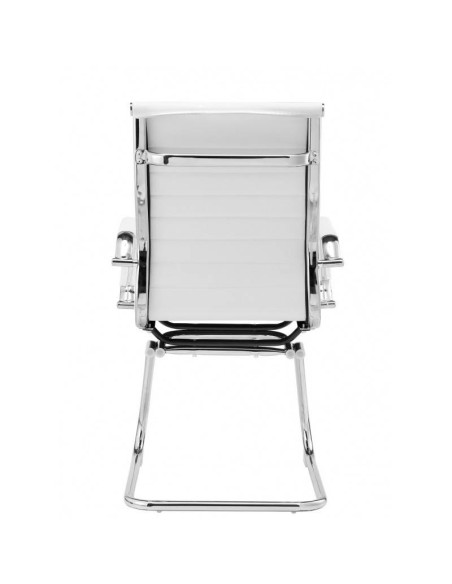 Sillón de oficina EAM, fijo de patín, cromado, similpiel negra o blanca.