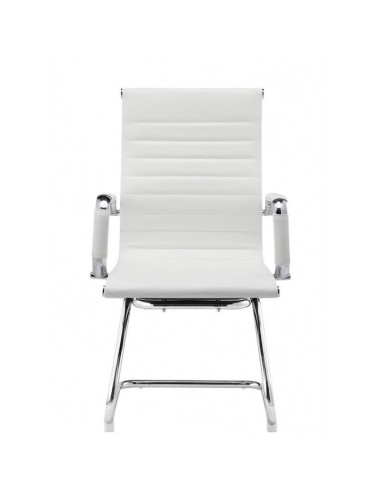 Sillón de oficina EAM, fijo de patín, cromado, similpiel negra o blanca.