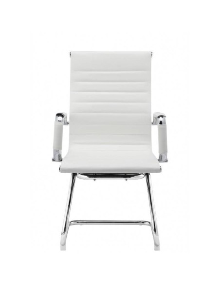 Sillón de oficina EAM, fijo de patín, cromado, similpiel negra o blanca.