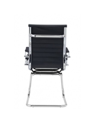 Cadeira de escritório EAM, patim fixo, cromado, simipele preta ou branca.