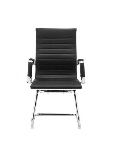 Sillón de oficina EAM, fijo de patín, cromado, similpiel negra o blanca.