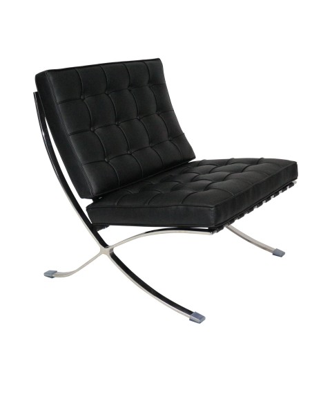 Silla Barcelona Piel Top Negra, Inspirada Ludwig Mies Van Der Rohe
