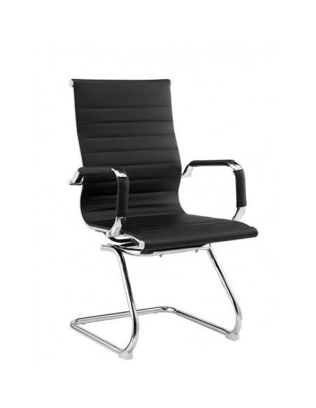 Sillón de oficina EAM, fijo de patín, cromado, similpiel negra o blanca.
