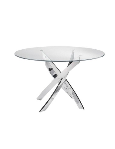 Mesa Redonda maré 100, vidro, cromada