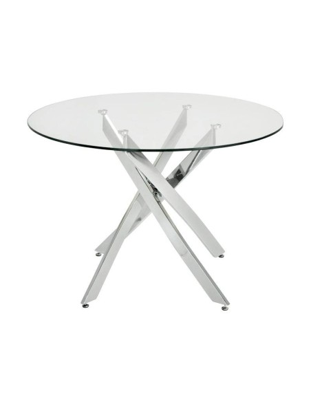 Mesa Redonda maré 100, vidro, cromada