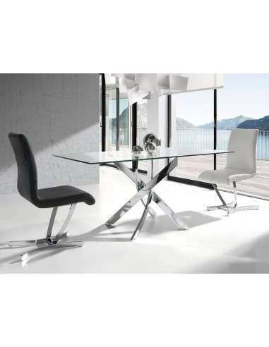 Mesa de design maré 150X90, vidro, cromada