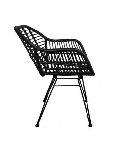 Silla con brazos TARTARA, metal, cojín, ratán negro. 2